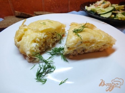 Пирог из лаваша с курицей и яйцом