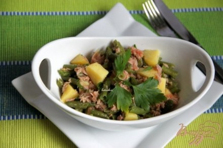 Ensalada de verano  Салат из спаржевой фасоли, картофеля, тунца