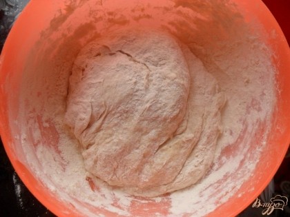 Добавляем сахар, соль и муку. Замешиваем тесто. Ставим тесто подходить в теплом месте(накрыть пищевой пленкой), на два часа.
