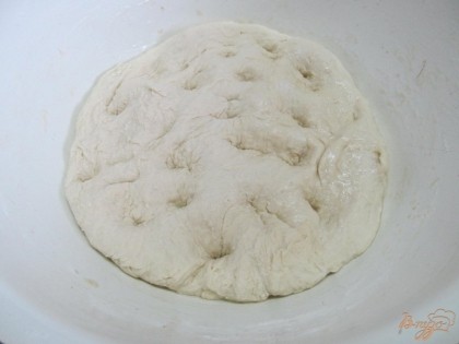 Миску смазать растительным маслом и выложить туда тесто. Накрыть пленкой и отставить на час примерно.