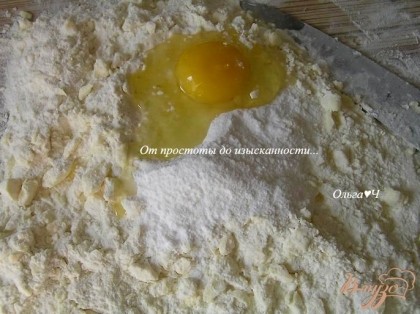 добавить сахарную пудру, яйцо и ванилин.