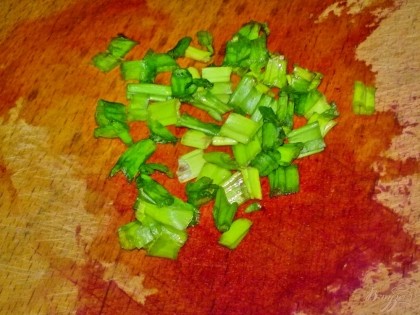 Зеленый лук помыть и нарезать мелко.