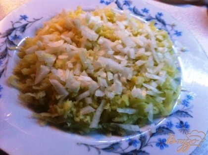 Вторым слоем распределяем белый салатный лук