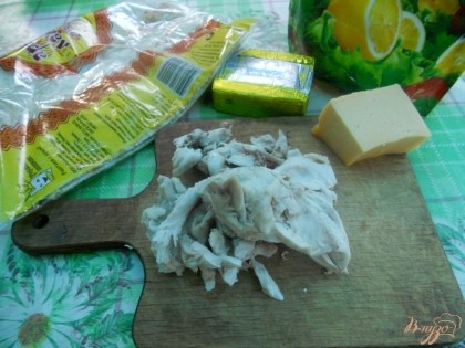 Для приготовления беру куриное мясо отварное, плавленный сырок, немного твердого сыра, майонез, ну и конечно армянский лаваш.