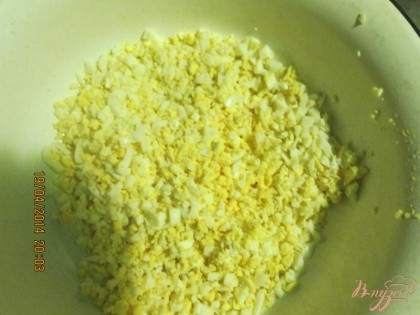 Картофель, не очищая от кожуры, хорошо промыть.Положить овощи в кастрюлю, залить водой, довести до кипения и варить при слабом кипении ~1-1,5 часа, до мягкости овощей (но не разваривая).Готовые овощи вынуть из отвара и остудить.Яйца положить в кипящую подсоленную воду и варить с момента закипания ~8-10 минут.Затем переложить в миску с холодной водой, остудить и очистить.Яйца порубить.