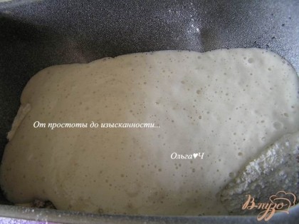 добавить опару. Включить хлебопечку, выбрать программу "Белый хлеб", вес 1500 г и светлый цвет корочки. Нажать кнопку "Старт", и ожидать приятного аромата свежего хлеба примерно через 3,5 часа.