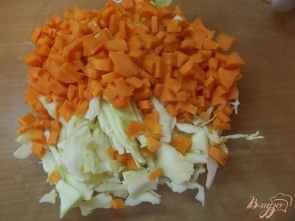 Морковь и капусту смешайте вместе.