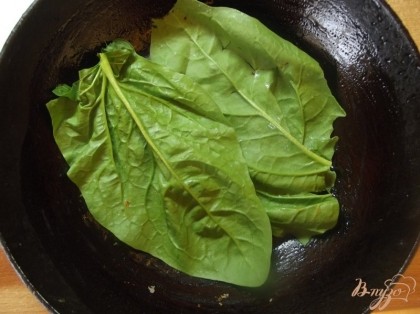 Утварь для запекания смажьте растительным маслом. Застелите ее листьями шпината. Сверху слегка посыпьте солью.