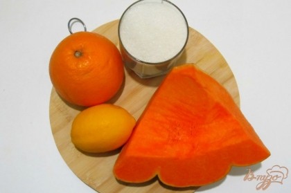 Чтобы приготовить ароматное и вкусное варенье из тыквы, буду использовать такие ингредиенты: тыкву, сахар, лимон, апельсин.