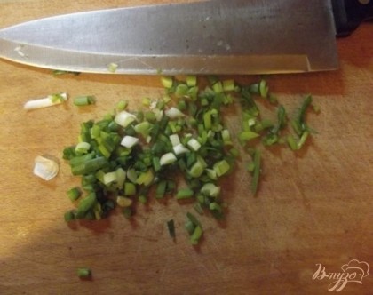 Зеленый лук нарезаем кружочками, как в салат. Кроме лука можно добавить кинзу. Она отлично сочетается и дополняет вкус баранины.