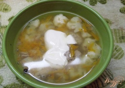 Готово! Перед подачей суп заправьте сметаной по вкусу, подавайте только горячим.
