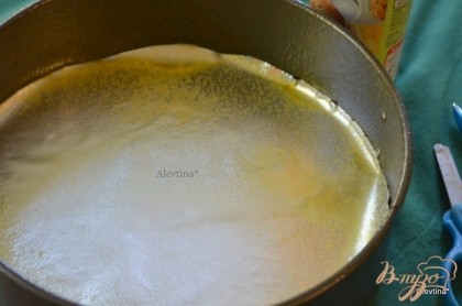 Разогреть духовку до 180 гр. Смазать съемную форму 23 см сливочным маслом,выстелить на дно бумагу для выпечку .