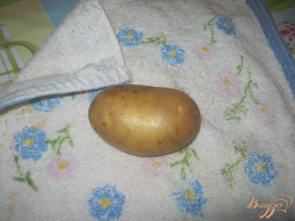 Средние клубни картофеля (предпочтительно овальной формы) тщательно помыть. Насухо вытереть.