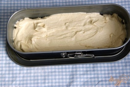 Форму для кекса смазать маслом, выложить тесто и поставить в разогретую до 180*С духовку на 30 мин.