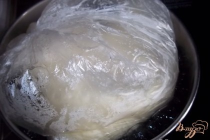 Вылить яично-молочную массу в пакет, и крепко завязать. Пакет с омлетом положить еще в один пакет и опять крепко завязать.Опустить в кипящую воду и варить 30 минут на среднем огне.