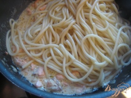 Спагетти варите на 2 минуты меньше, чем указано на упаковке, воду слейте.