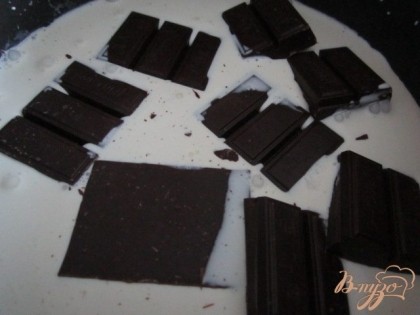 В сливках растопить шоколад.