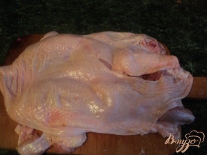 У курицы отрезать крылышки по второй фаланге. Затем аккуратно острым ножом отделить мясо от костей, стараясь не порезать кожу. Отделить часть филе с грудки с внутренней стороны, что бы толщина оставшегося мяса была примерно одинаковой.