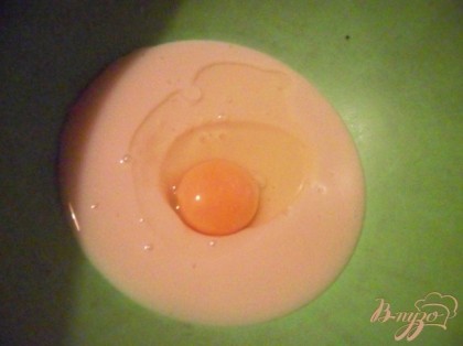 Соединить сгущёное молоко и яйцо. Добавить цедру и сок лимона. Хорошо перемешать.