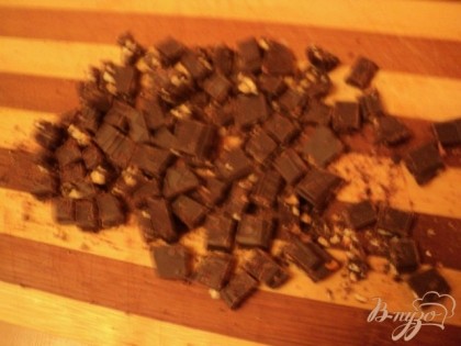Шоколад порезать маленькими кусочками.