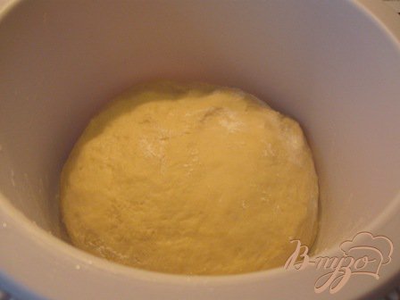 В контейнер хлебопечки кладем яйца, муку, дрожжи, соль, сахар, мягкое сливочное масло и ванильный сахар. Ставим на режим "Тесто".