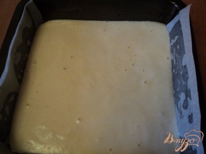 Испечь два  белых бисквита, для чего на каждый пласт растереть по два желтка с 2 ст.ложками сахара, два белка взбить со щепоткой соли до устойчивых пиков. Подмешать к желткам понемногу взбитые белки и 2 ст.ложки муки. Форму для выпечки застелить бумагу для выпечки, смазать маслом. Вылить бисквитное тесто и выпекать при температуре 180 градусов 15мин.