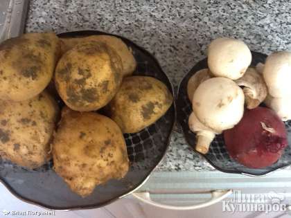 Приготовил ингредиенты для картошки с грибочками.