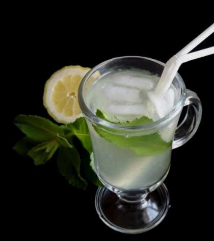 Подавать вкусный, домашний лимонный щербет, приготовленный своими руками, с кубиками льда.