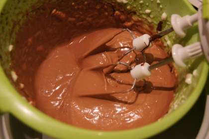 Шоколад поломать на кусочки и растопить в микроволновке. Добавить шоколад к сырной массе и хорошо перемешать.