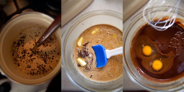 Пока тесто охлаждается, приготовьте шоколадно-кофейный крем. Вскипятите сливки и добавьте кофе. Оставьте сливки на огне еще на 10 минут. Тем временем поломайте шоколад и нарежьте кусочками масло. Процедите сливки в шоколад и хорошо перемешайте. Добавьте в массу 2 яйца и слегка взбейте венчиком. Ваш крем почти готов. Поместите его в холодильник на пару часов.   Нужно отметить, что крем универсален, и Вы сможете использовать его как самостоятельный десерт, а так же сочетать с различными видами выпечки. 