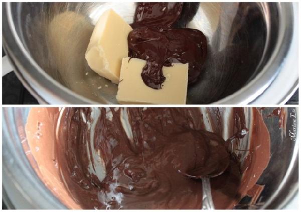 Растопите на водяной бане или микроволновке 150 гамм шоколада и 50 грамм сливочного масла.