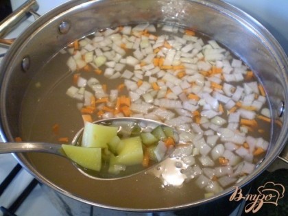 Добавьте все в суп, варите вместе 30 минут.