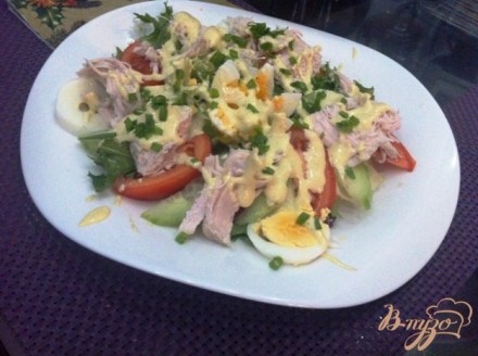 Овощной салат с куриным филе