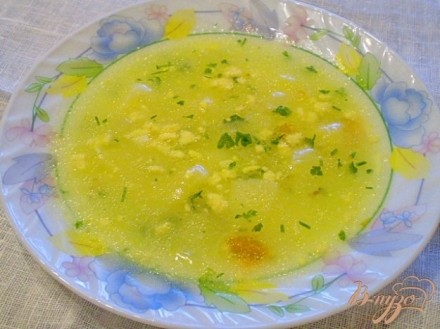 Суп кукурузный с яйцом и зеленью