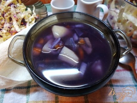 Вкуснейший суп из фиолетовой капусты