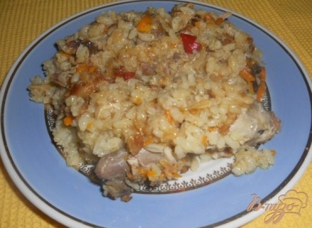 Рисовая каша с курицей в духовке