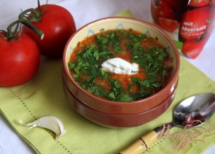 Постный суп с томатами и чечевицей