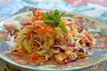 Цветной капустный салат с домашней кисло-сладкой заправкой