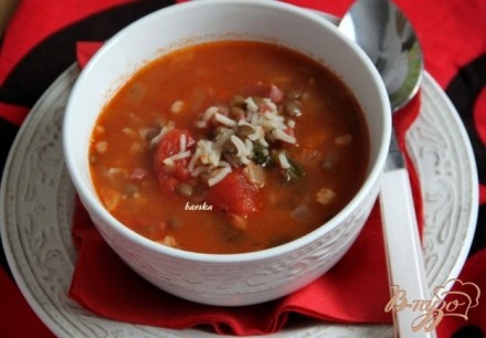 Minestra di riso - итальянский рисовый суп с чечевицей