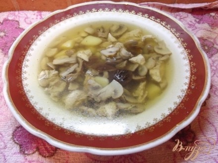 Суп с двумя видами грибов