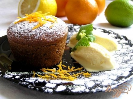 Десерт Цитрусовый всплеск или апельсиново-мандариновые брауни с лимонно-лаймовым мороженым