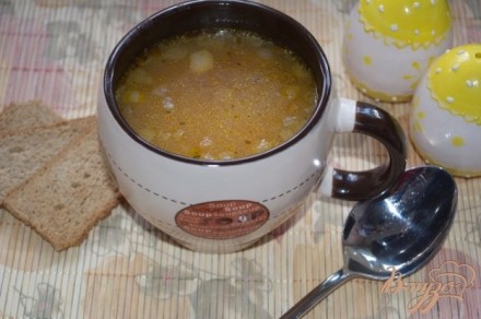 Крупяной суп с копченой курицей