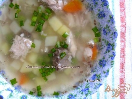 Суп с белым амуром и зеленым горошком