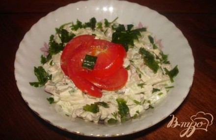 Салат из печени с огурцом