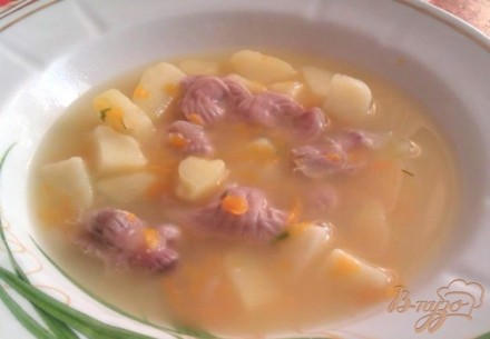Картофельный суп с куриными желудочками