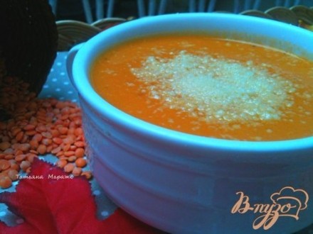 Суп-пюре из красной чечевицы  с тыквой