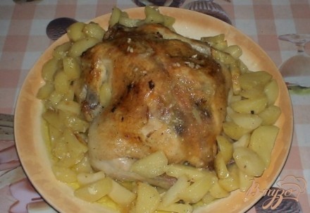 Курица с картофелем в рукаве