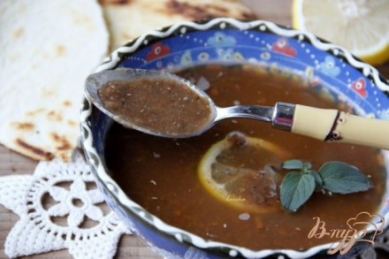 Греческий постный суп из чечевицы