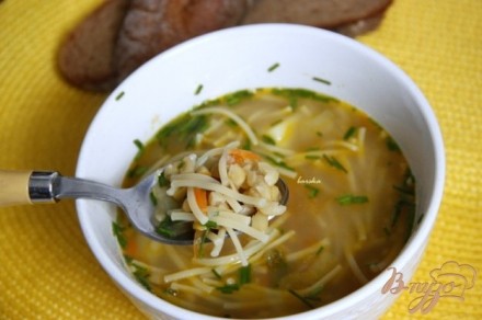 Постный гороховый суп с вермишелью