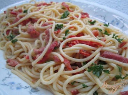 Спагетти с ветчиной и чоризо
